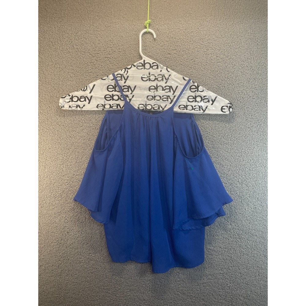 Shinestar Womens Shirt Size Large Blue Strappy Sleeveless Flowy Comfort